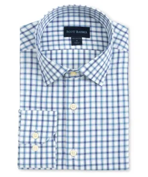 Stretch Classic Plaid Sport Shirt in White