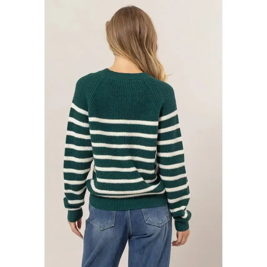 STRIPED HENLEY SWEATER