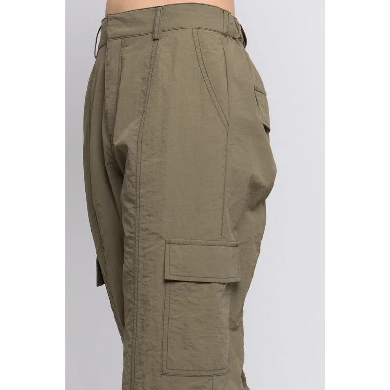 Super Comfy Parachute Cargo Pants - Olive