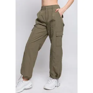 Super Comfy Parachute Cargo Pants - Olive