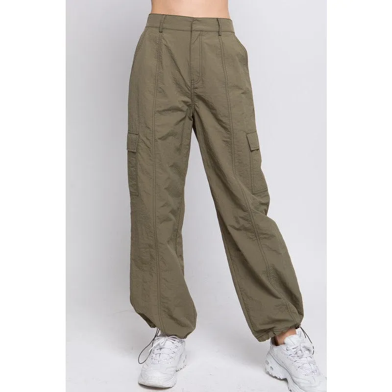 Super Comfy Parachute Cargo Pants - Olive