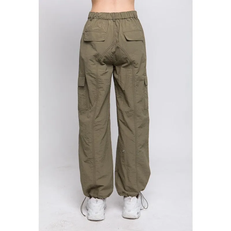 Super Comfy Parachute Cargo Pants - Olive