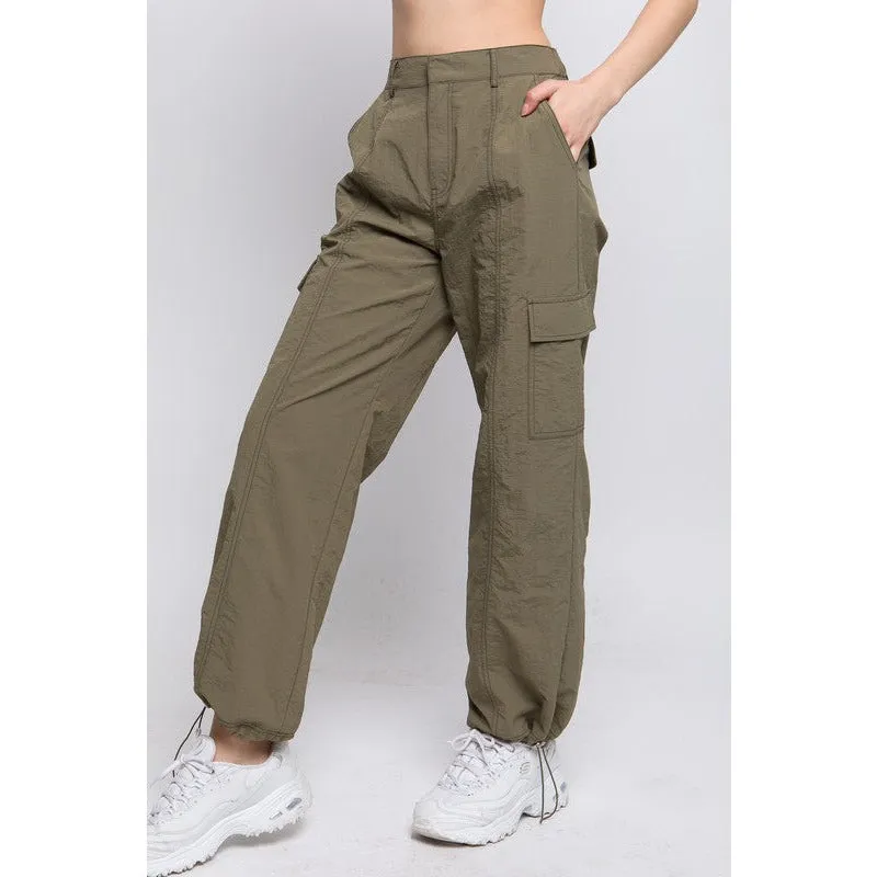 Super Comfy Parachute Cargo Pants - Olive