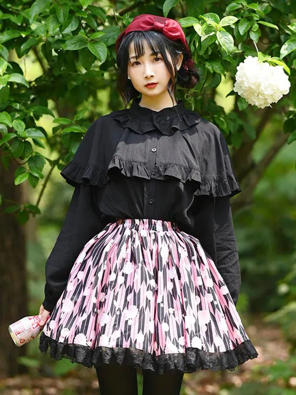 Sweet Lolita SK Lace As Image Floral Print Lolita Skirts