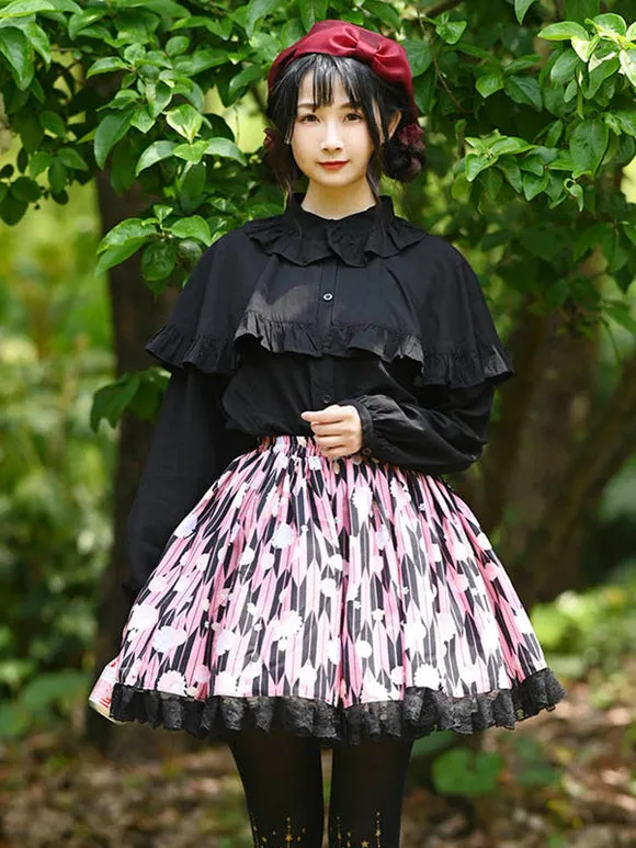 Sweet Lolita SK Lace As Image Floral Print Lolita Skirts