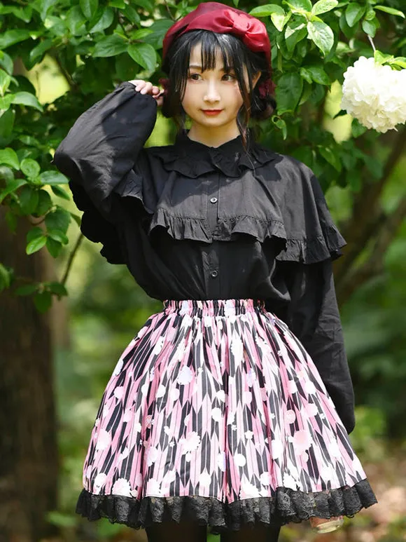Sweet Lolita SK Lace As Image Floral Print Lolita Skirts