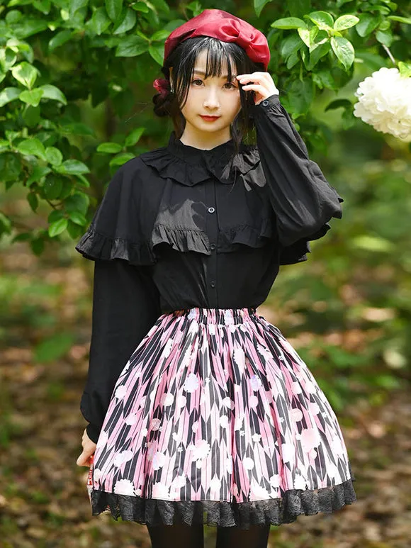 Sweet Lolita SK Lace As Image Floral Print Lolita Skirts