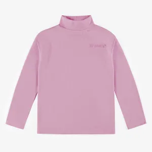 T-shirt mauve pâle à manches longues avec col roulé, enfant || Light purple long sleeves t-shirt with a turtleneck, child