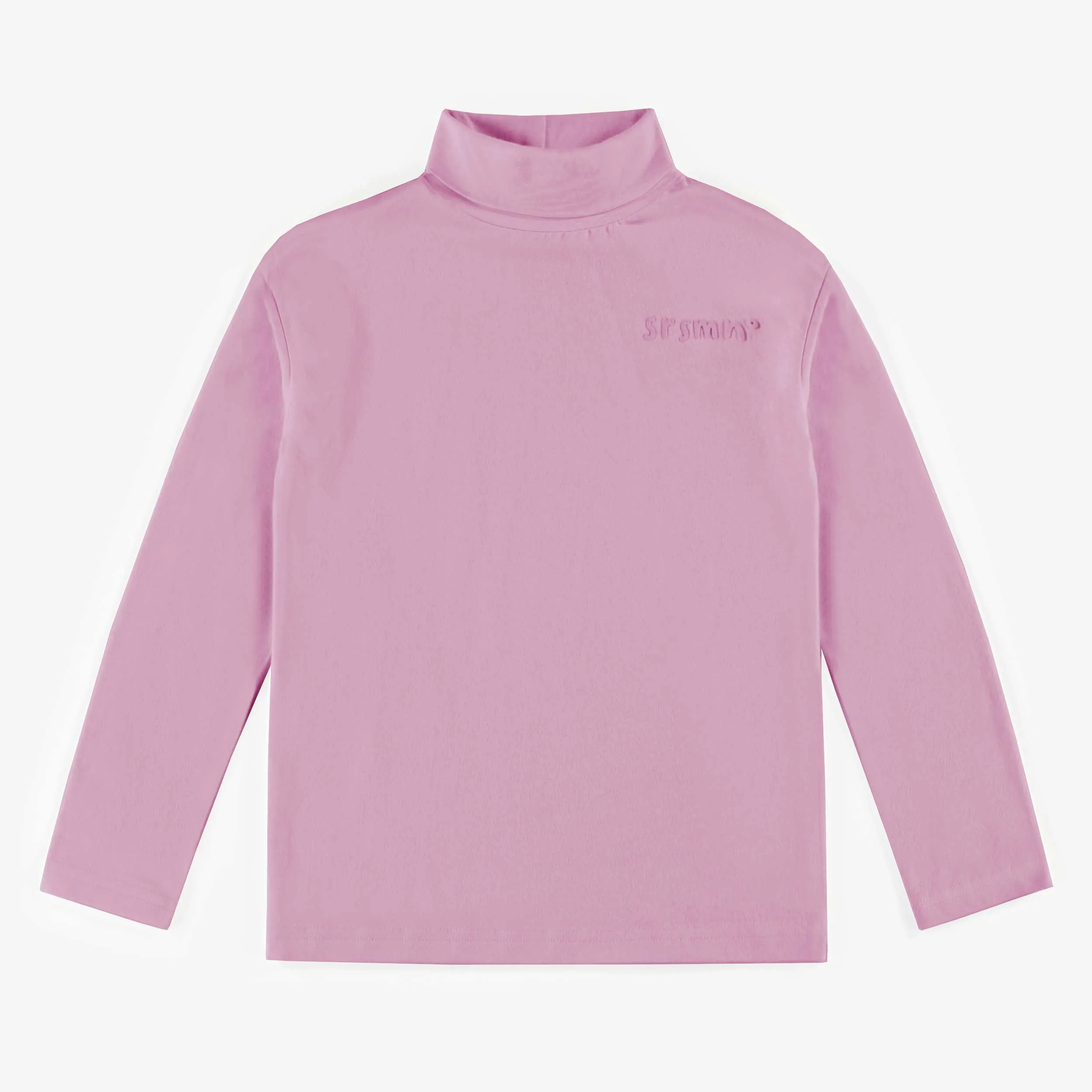 T-shirt mauve pâle à manches longues avec col roulé, enfant || Light purple long sleeves t-shirt with a turtleneck, child