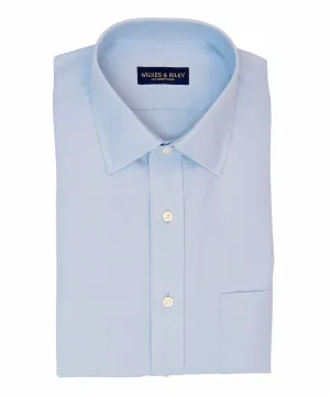 Tailored Fit Light Blue Solid Spread Collar Supima® Cotton Non-Iron Pinpoint Oxford Dress Shirt