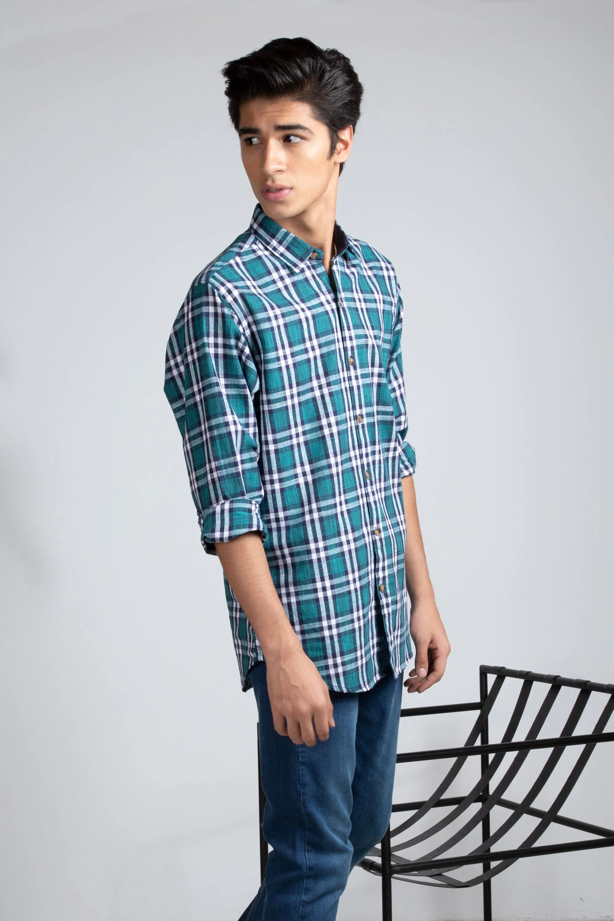 Teal Plaid Shirt