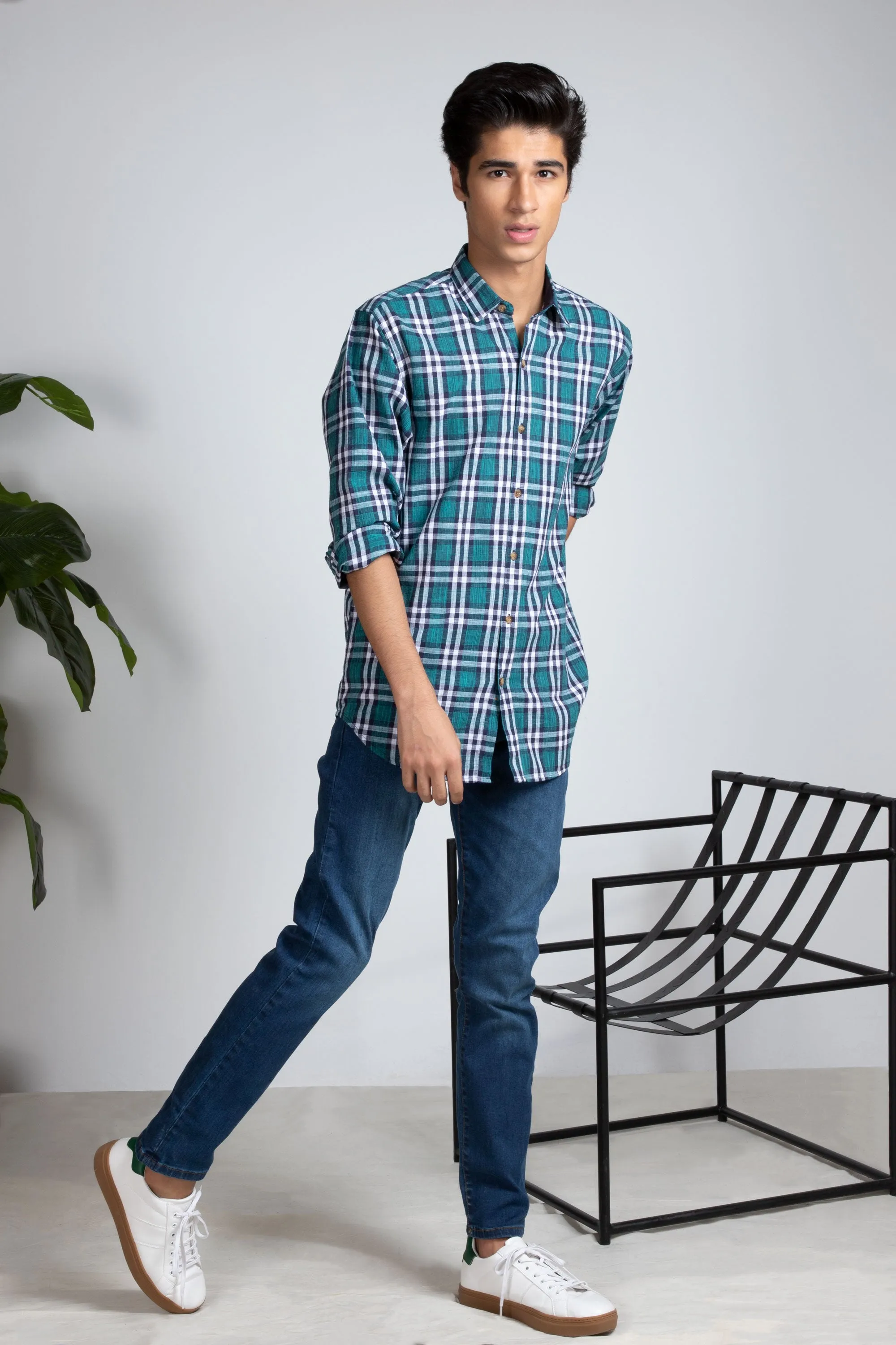 Teal Plaid Shirt