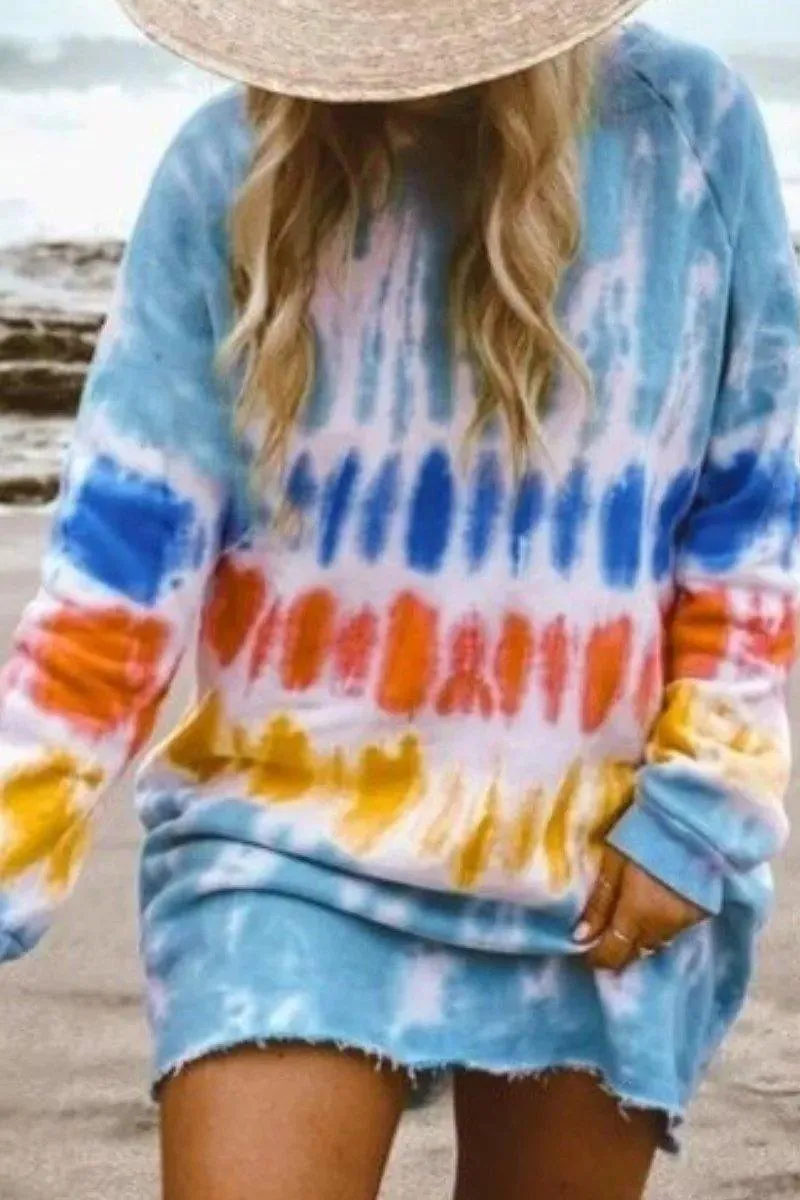 Tie-dye Blue Mini Dress(4 Colors)