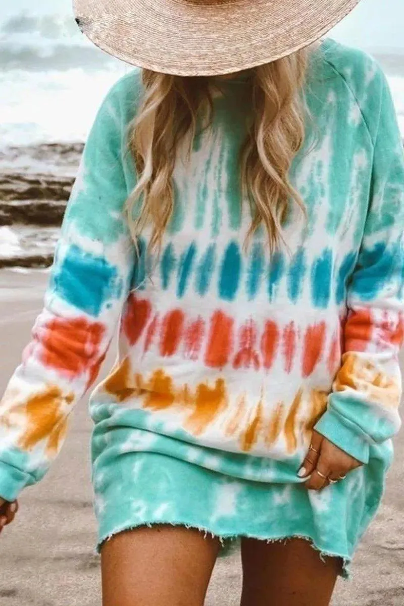 Tie-dye Blue Mini Dress(4 Colors)