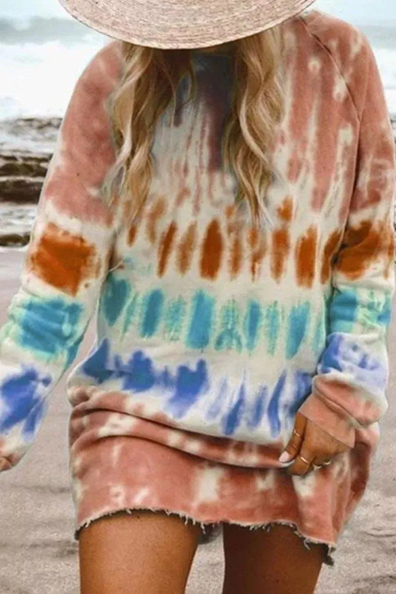 Tie-dye Blue Mini Dress(4 Colors)
