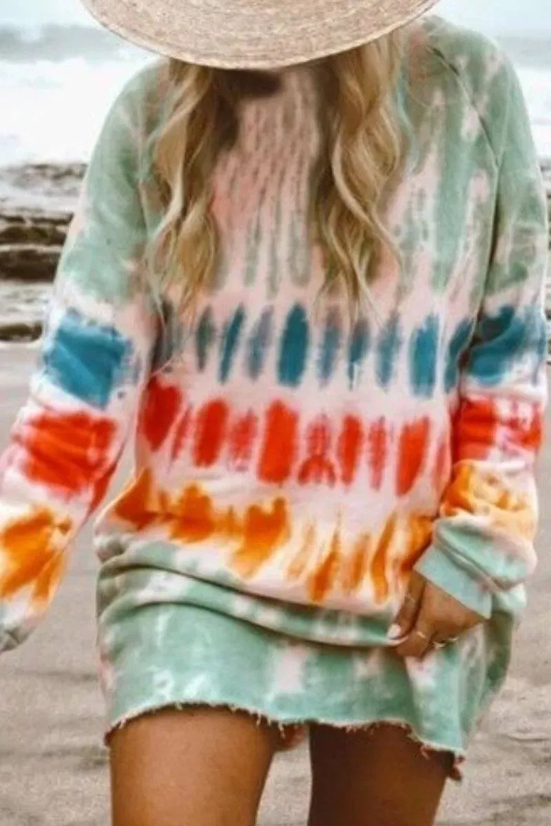 Tie-dye Blue Mini Dress(4 Colors)