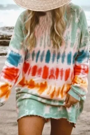 Tie-dye Blue Mini Dress(4 Colors)