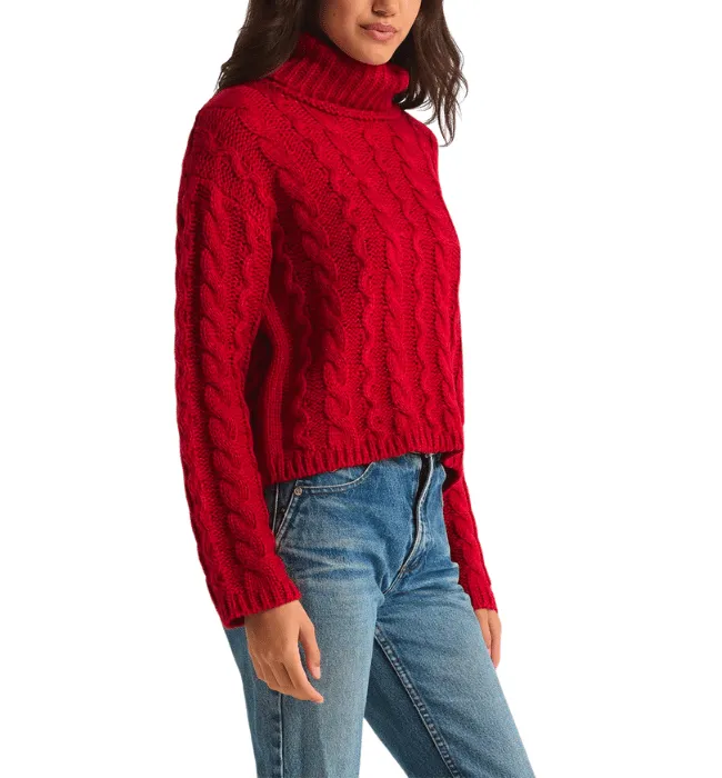 TIED TO YOU CABLE KNIT TURTLENECK SWEATER