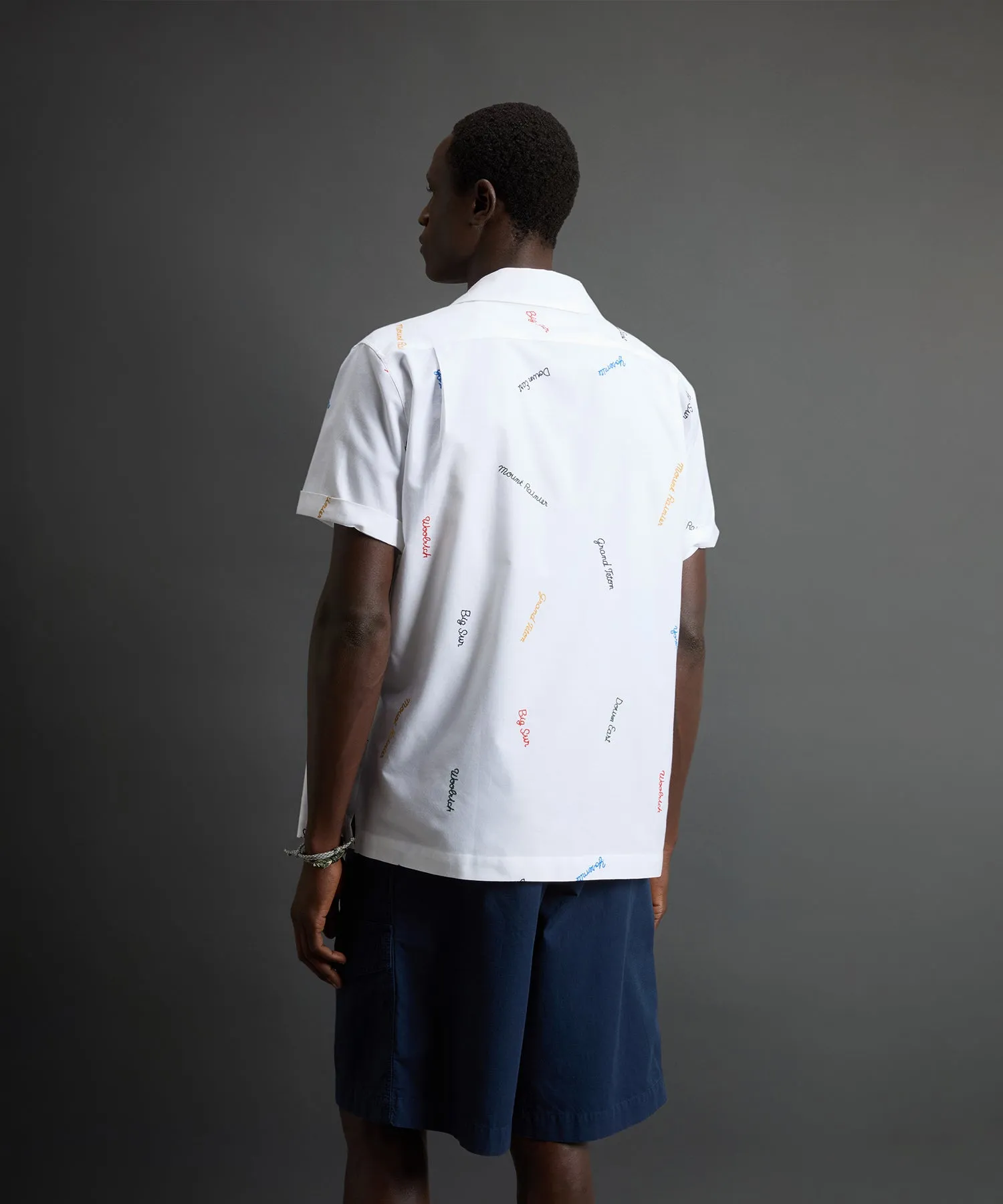 Todd Snyder x Woolrich Embroidered Camp Shirt in White