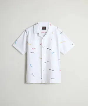 Todd Snyder x Woolrich Embroidered Camp Shirt in White