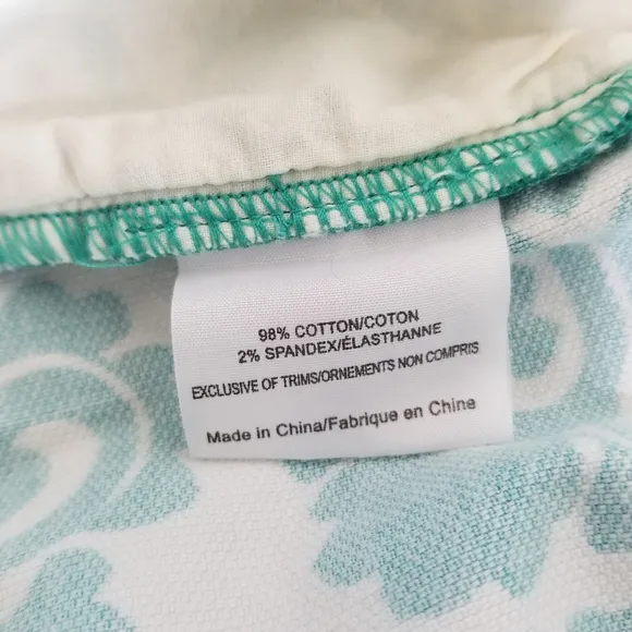Tory Burch Teal Gabriel Shorts Women Floral Vine Printed Cotton Shorts Size 6