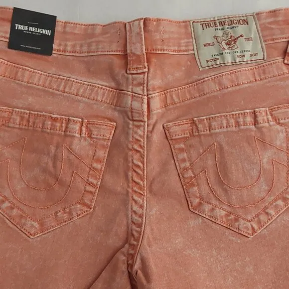 True Religion Brand Jeans Maisie High Rise Shorts Salmon Bisque NWT $129