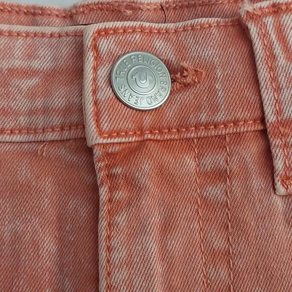 True Religion Brand Jeans Maisie High Rise Shorts Salmon Bisque NWT $129