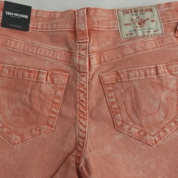 True Religion Brand Jeans Maisie High Rise Shorts Salmon Bisque NWT $129