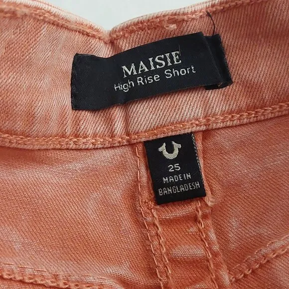 True Religion Brand Jeans Maisie High Rise Shorts Salmon Bisque NWT $129
