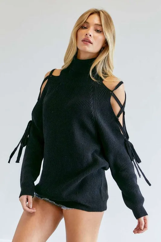 Turtleneck Cutout Sweater