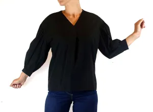 Uniqlo black 100% cotton 3/4 length shirt size XS, best fits 8
