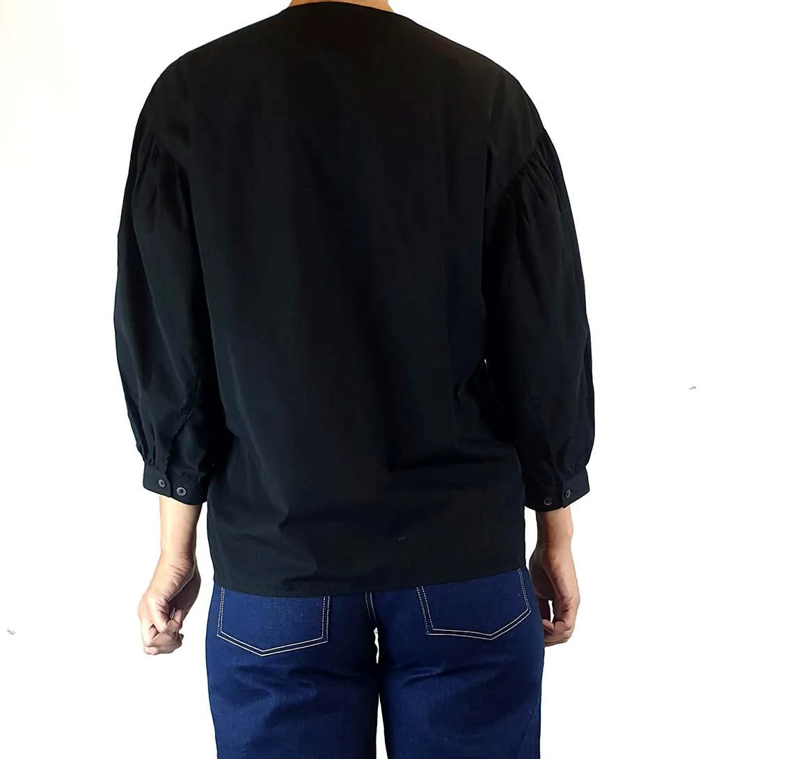 Uniqlo black 100% cotton 3/4 length shirt size XS, best fits 8