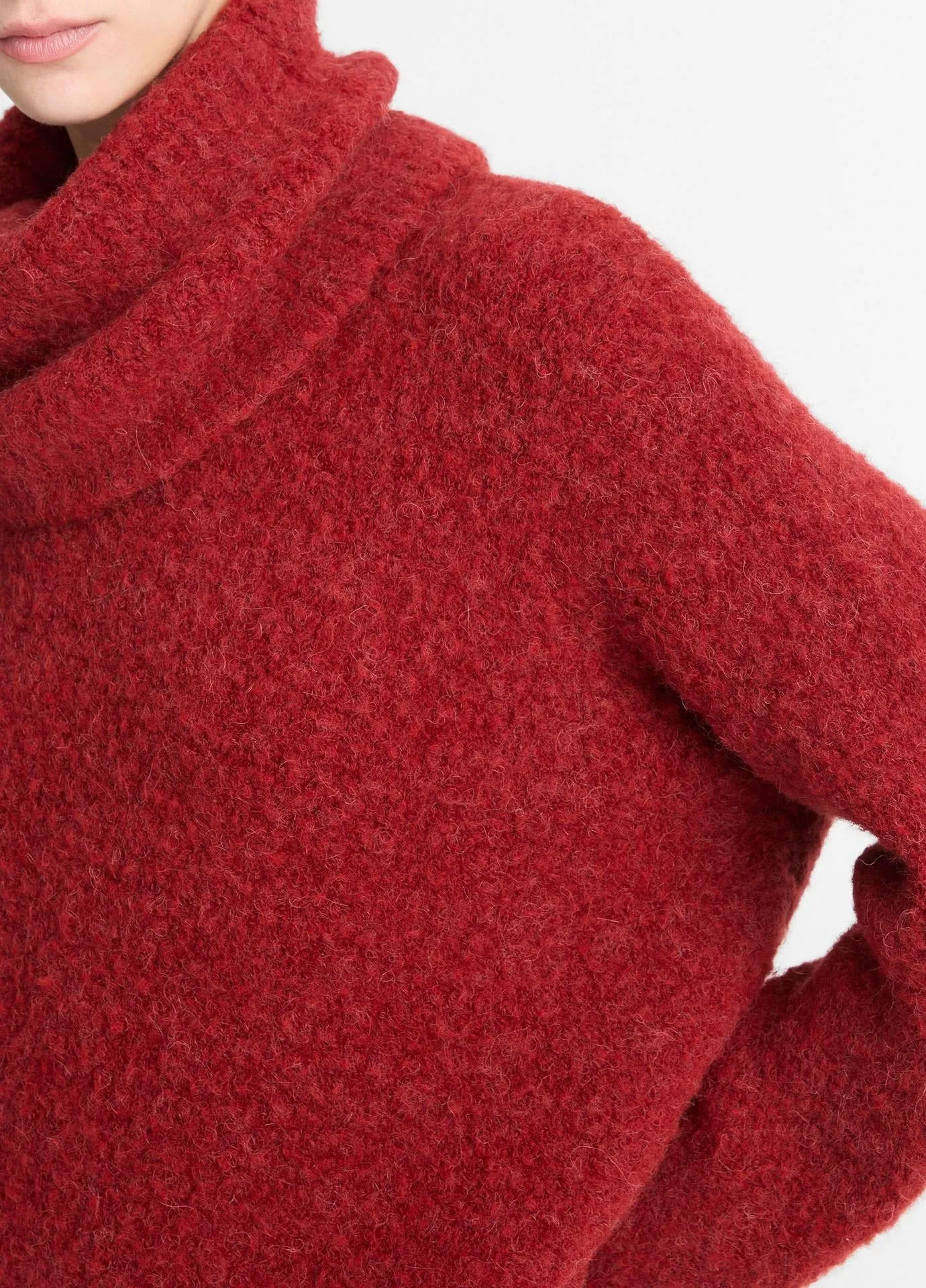 Vince Boucle Turtle NK Tunic in Ruby Ink