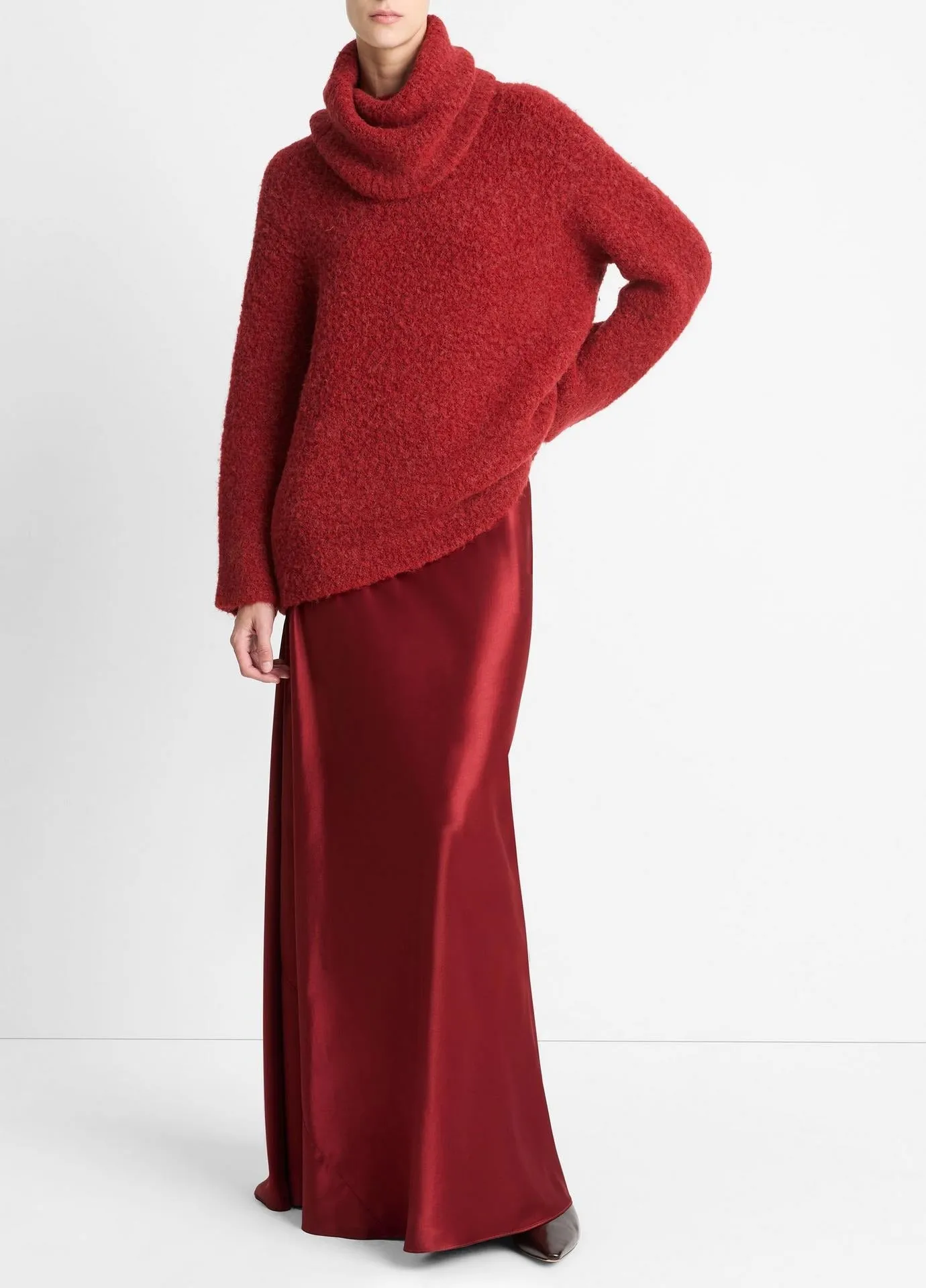 Vince Boucle Turtle NK Tunic in Ruby Ink