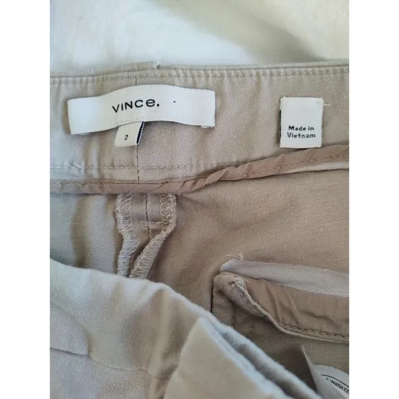 Vince Womens Classic Flat Front Coin pocket Bermuda Shorts Tan Khaki Latte 2