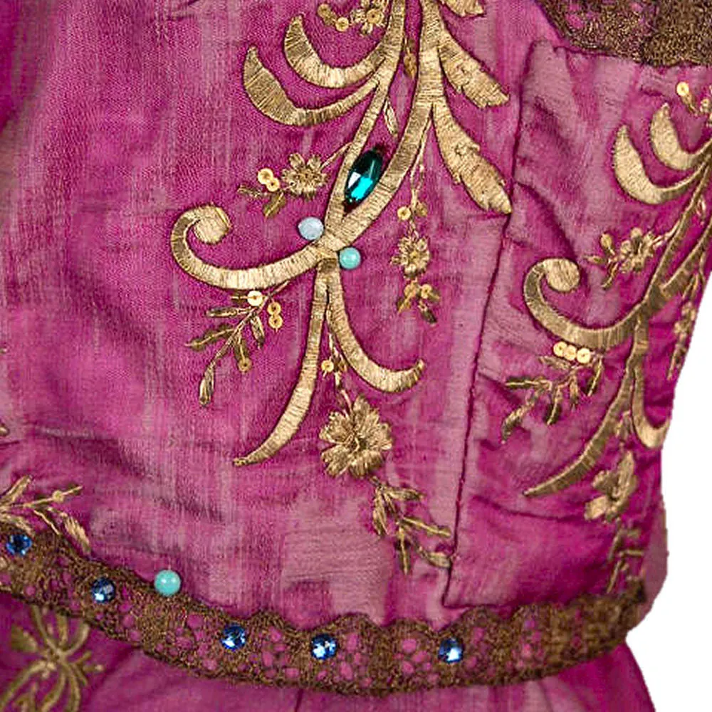 Vintage Purple Silk Beaded Skirt & Top Gypsy Boho Soutache 1970S Provenance Small