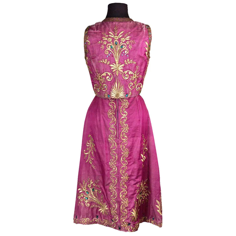 Vintage Purple Silk Beaded Skirt & Top Gypsy Boho Soutache 1970S Provenance Small