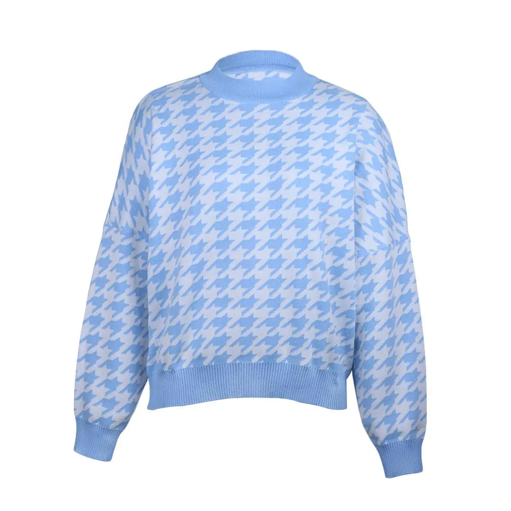 Vintage Women Plaid Knitting Hoody Sweaters