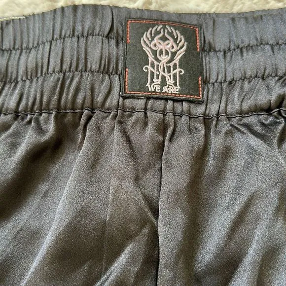 We Are Hah High-Waisted Thick Waistband Haht Boxer Satin Shorts Black Size L