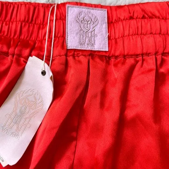 We Are Hah High-Waisted Thick Waistband Haht Boxer Satin Shorts Blood Orange Siz