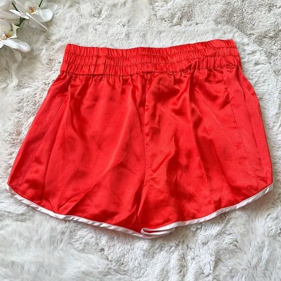 We Are Hah High-Waisted Thick Waistband Haht Boxer Satin Shorts Blood Orange Siz