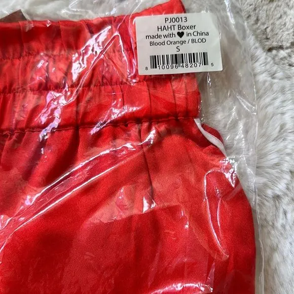 We Are Hah High-Waisted Thick Waistband Haht Boxer Satin Shorts Blood Orange Siz
