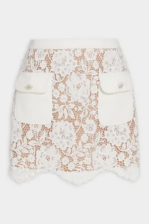 White Cord Lace Mini Skirt