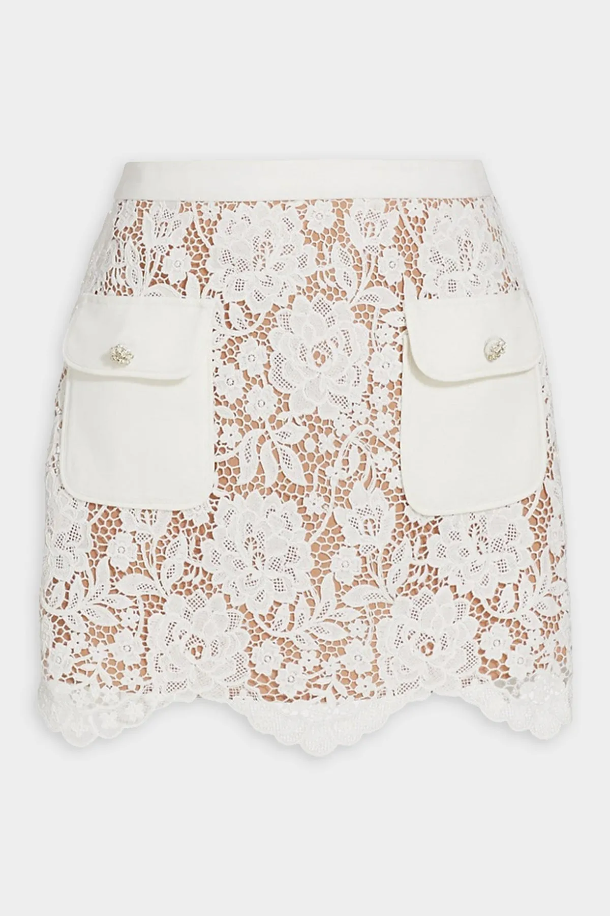 White Cord Lace Mini Skirt