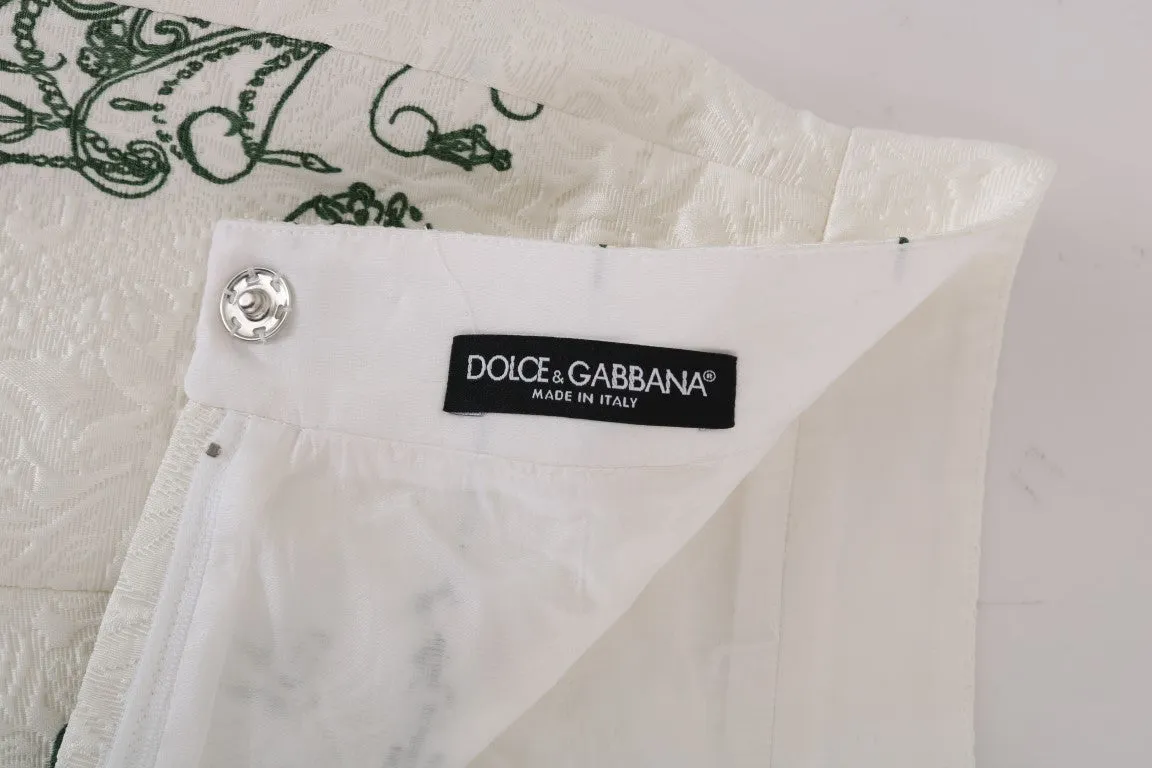 White Garden Print Crepe Skirt