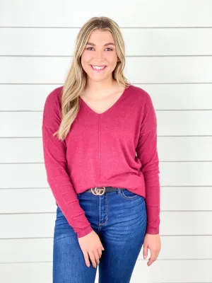 Wine V-Neck Sweater