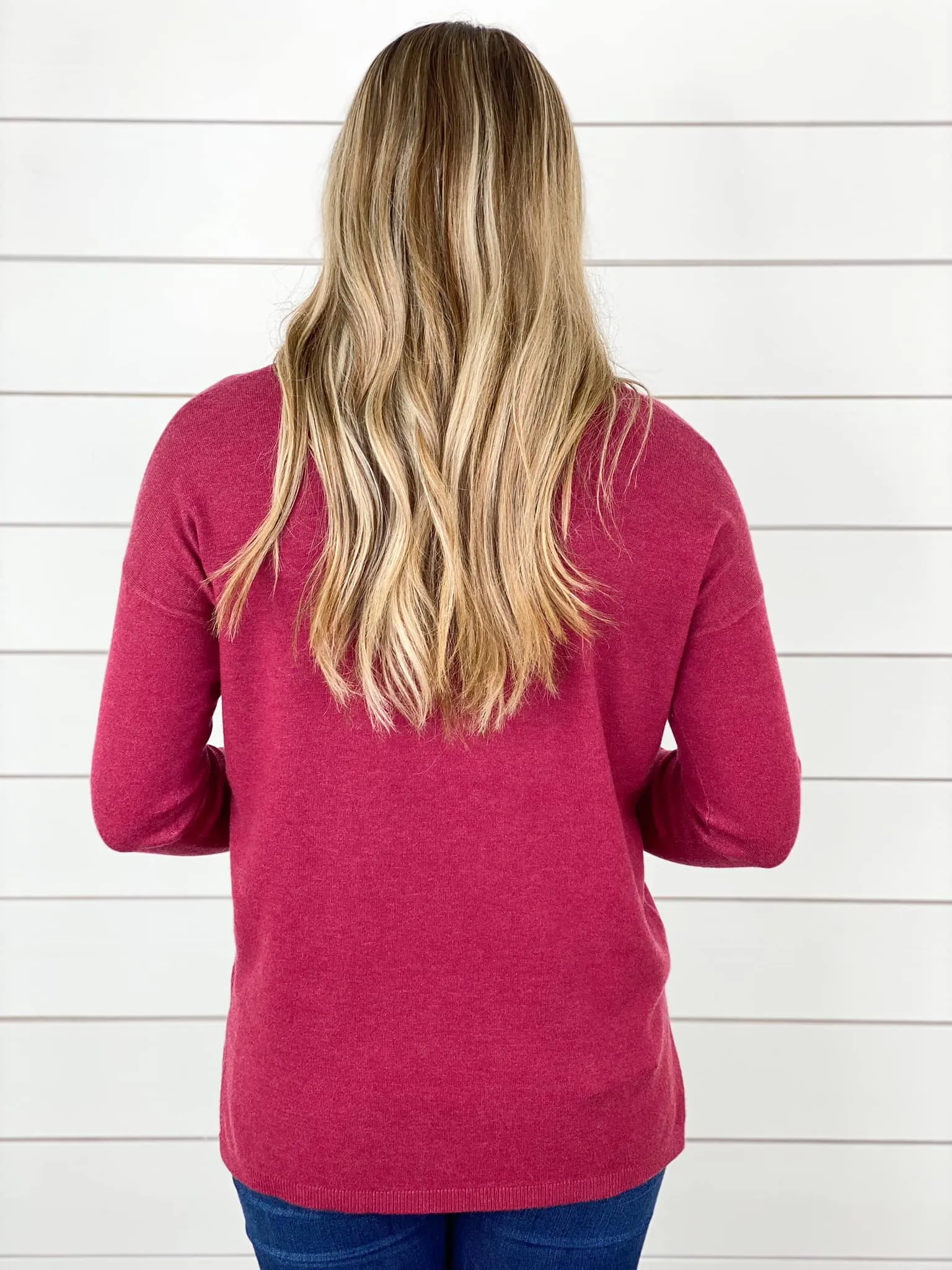 Wine V-Neck Sweater