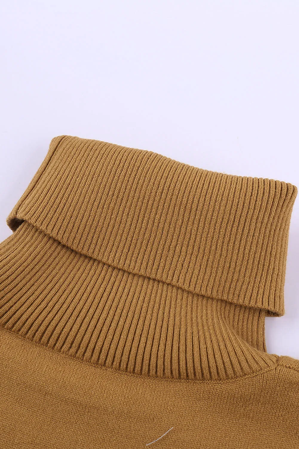 Winter Khaki Turtleneck Dropped Sleeve Star Print Sweater