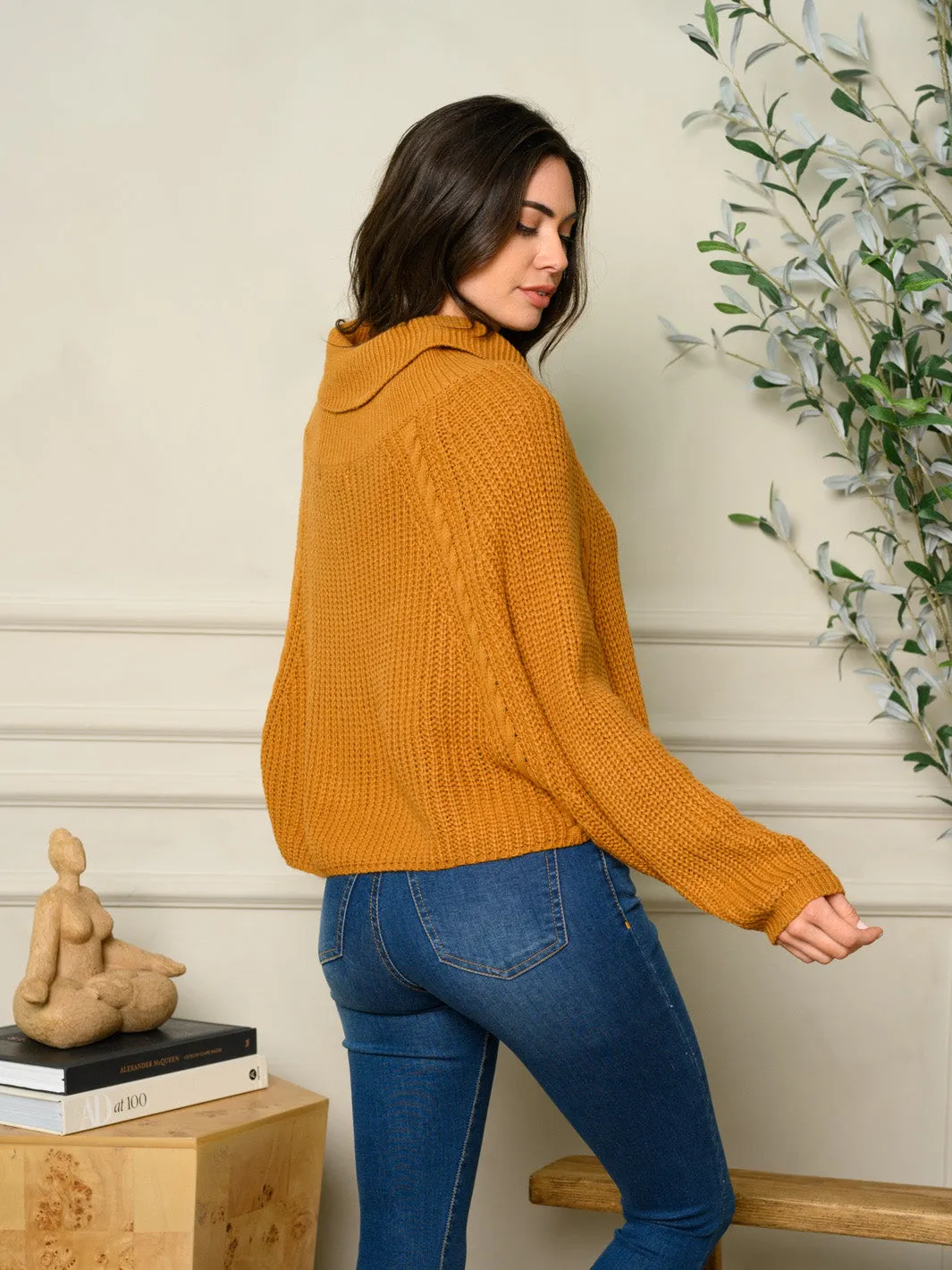 WOMEN'S LONG SLEEVE TURTLE NECK SWEATER