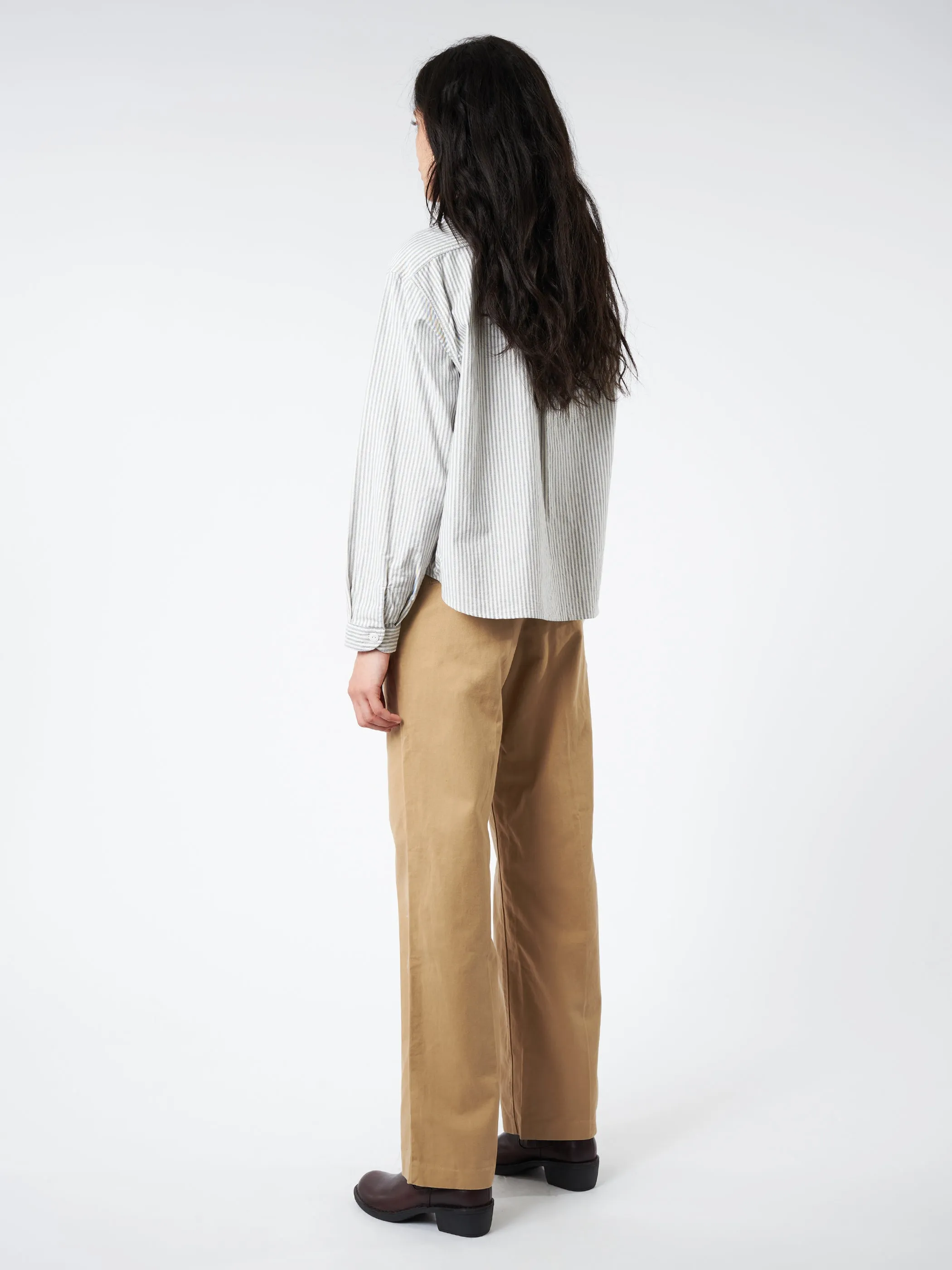 Women's Oxford Round Collar Pullover Wide Shirt